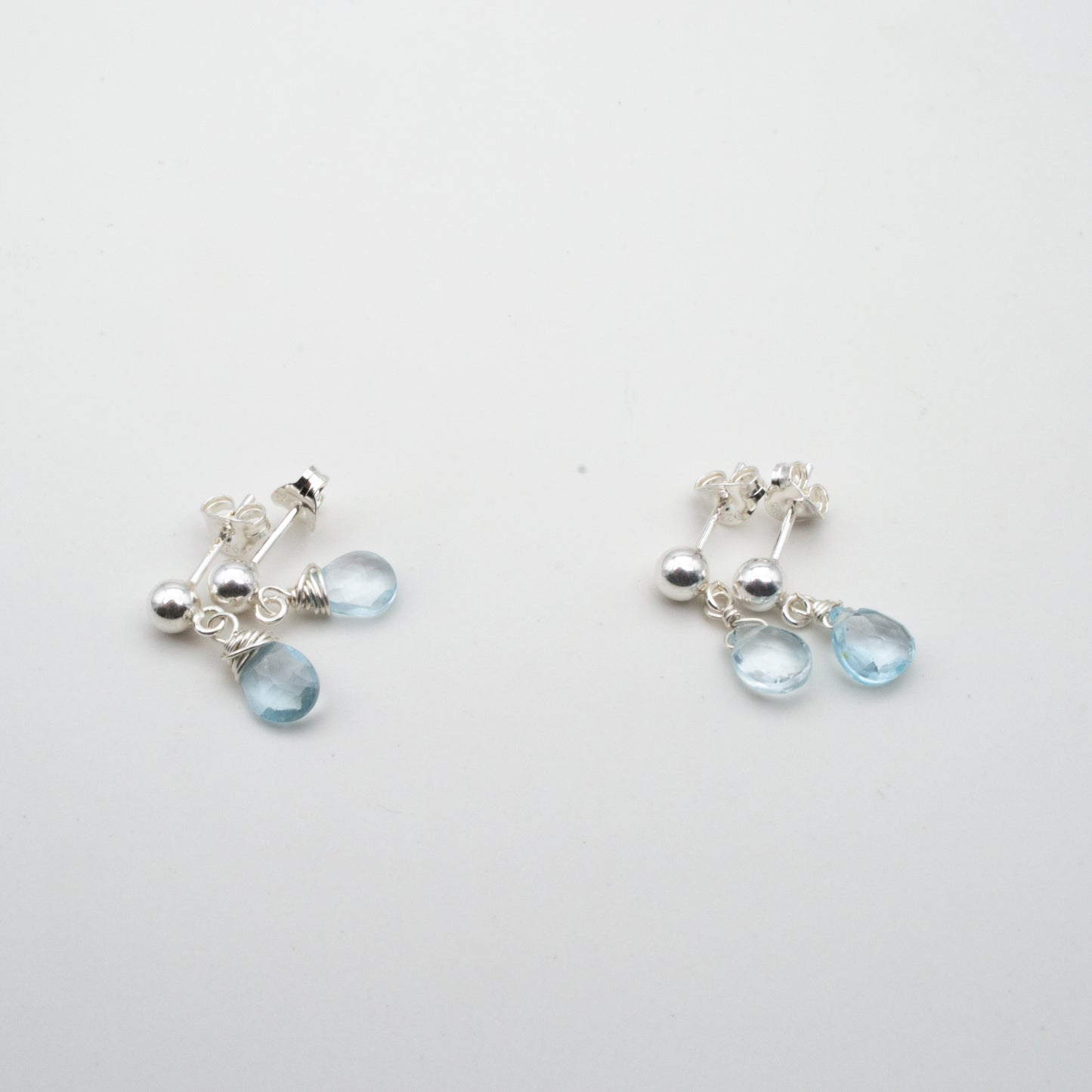 Sky blue topaz stud dangle earrings