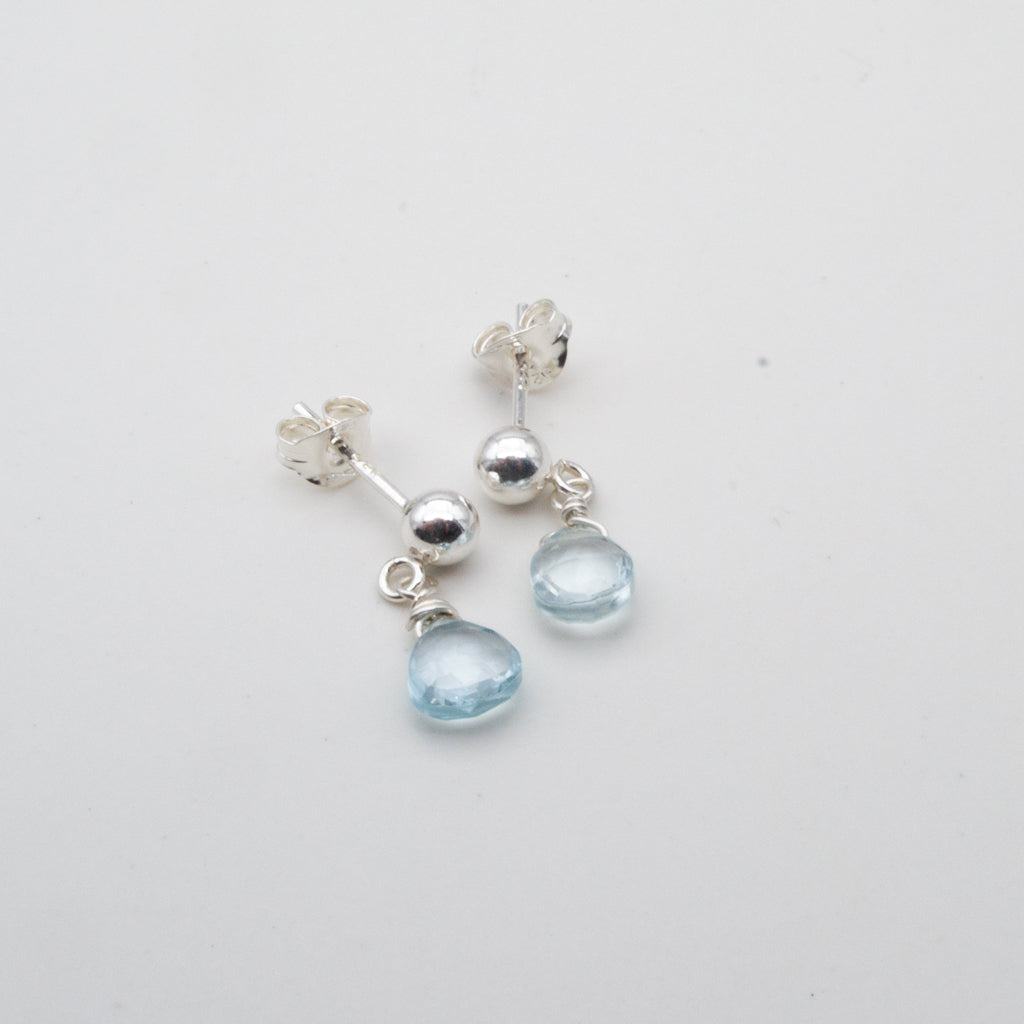 Sky blue topaz stud dangle earrings