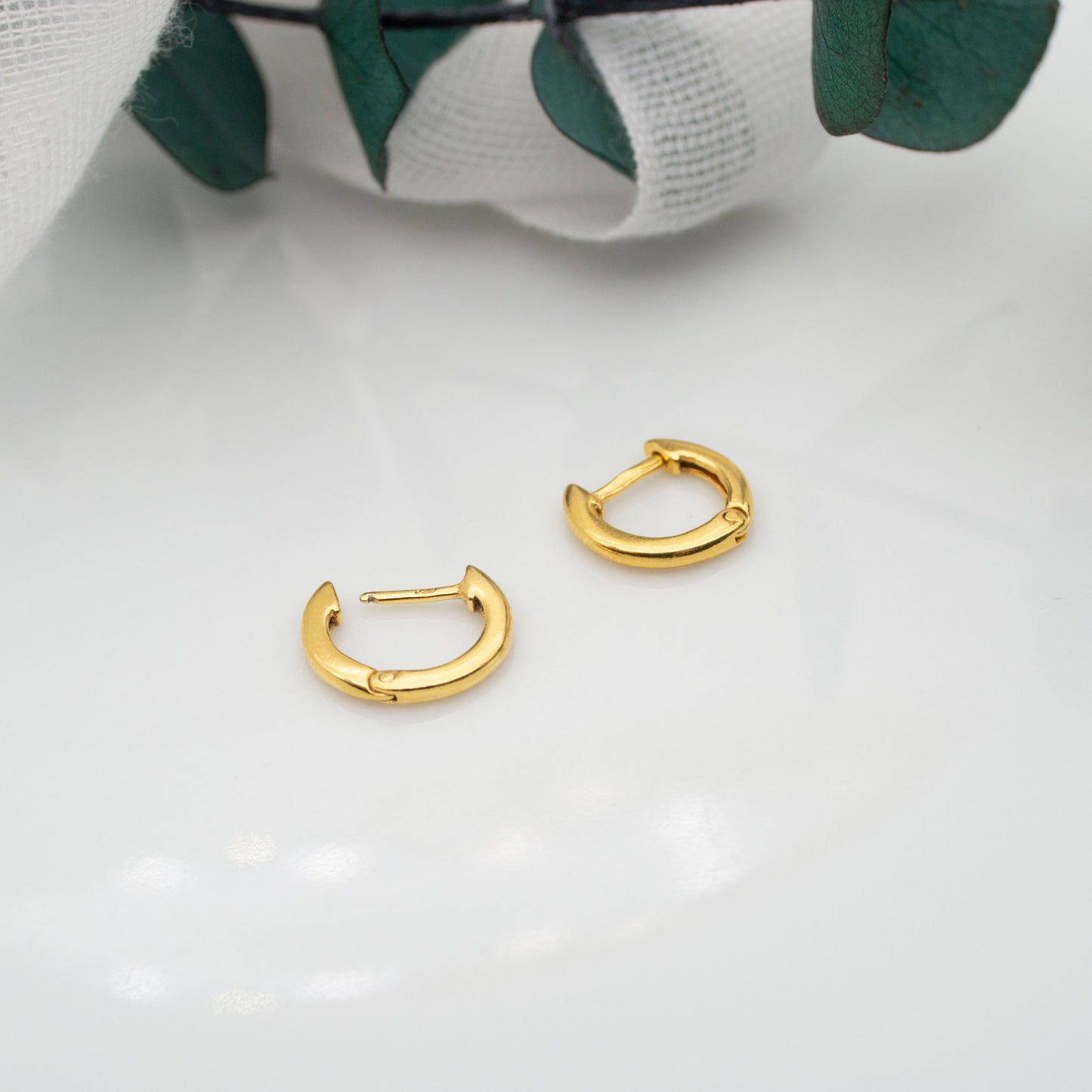 Gold vermeil huggie hoop earrings