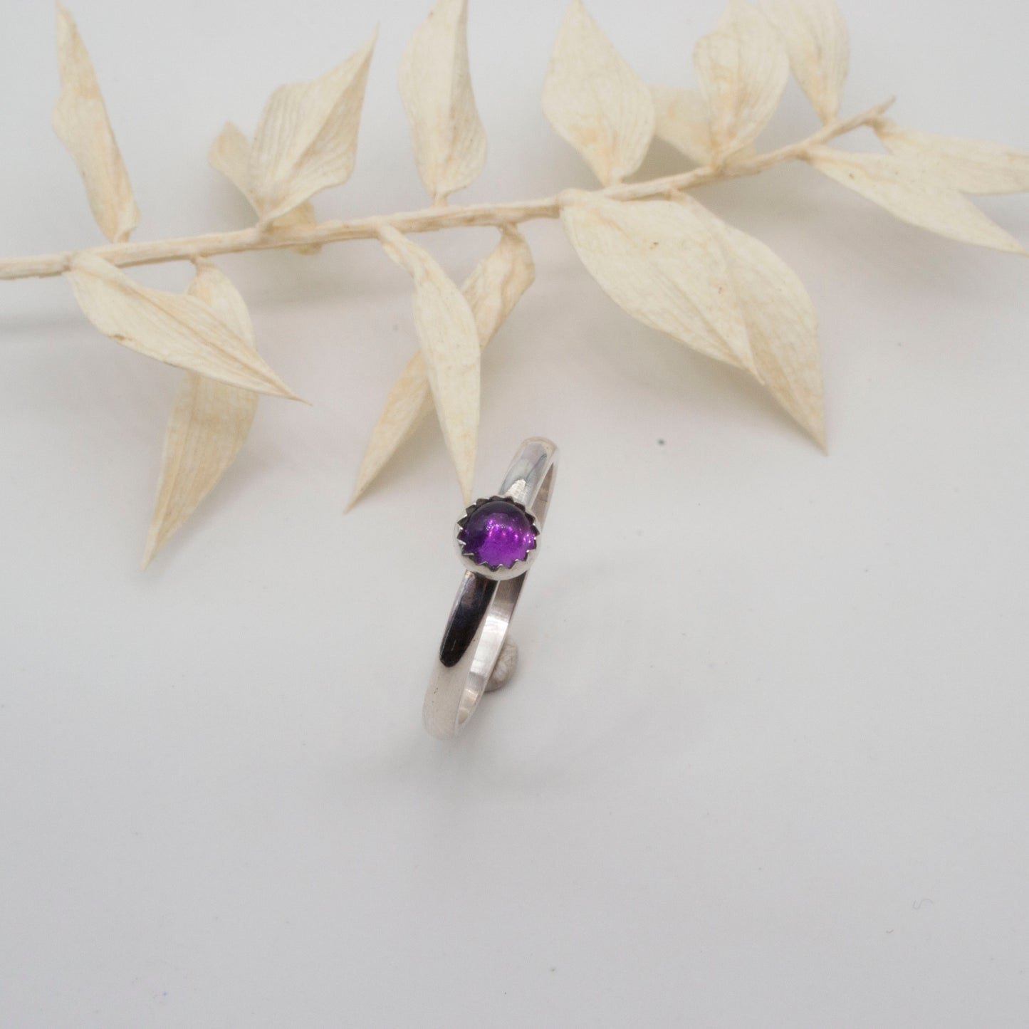 Amethyst cabochon ring Size P
