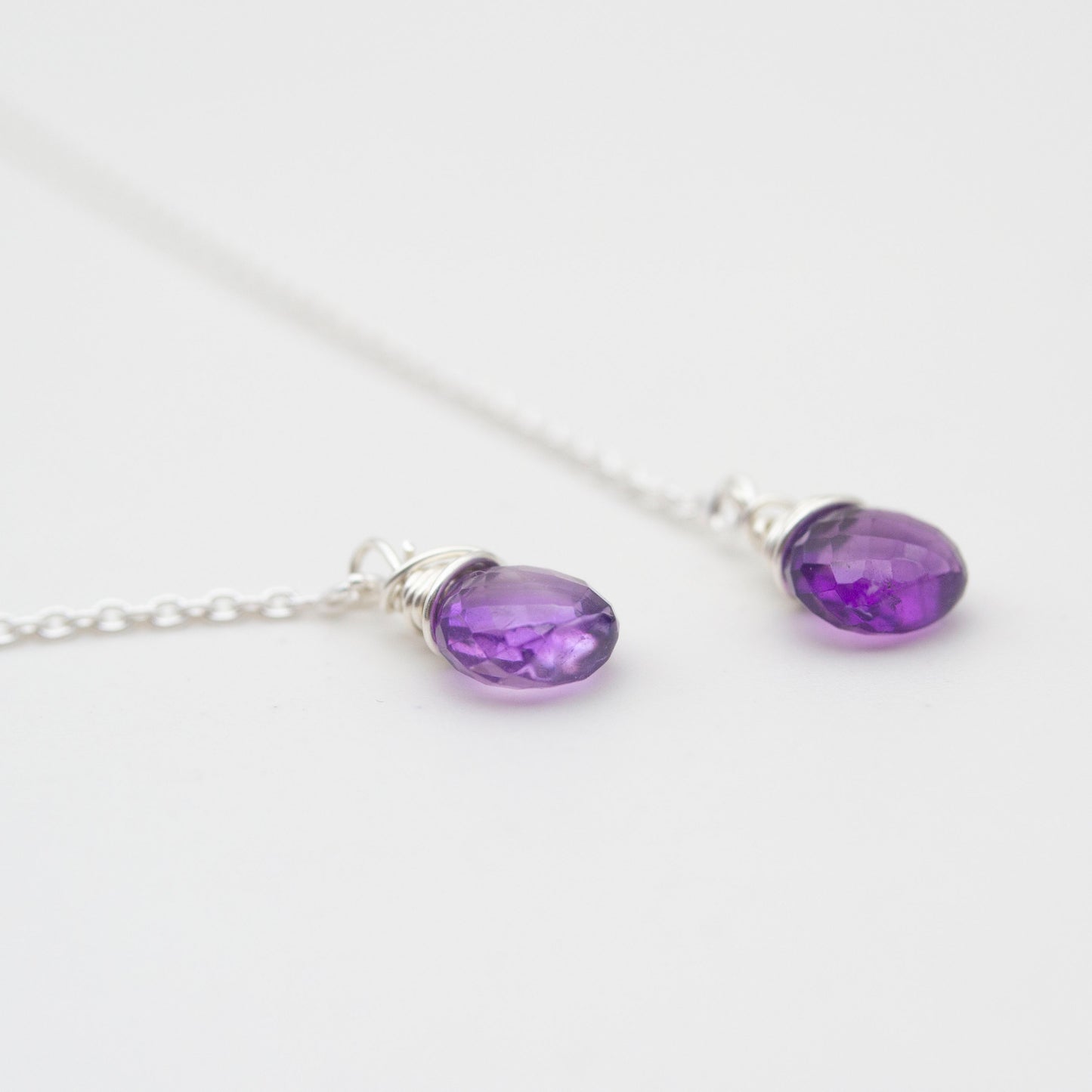 Amethyst Sterling Silver Threader Earrings