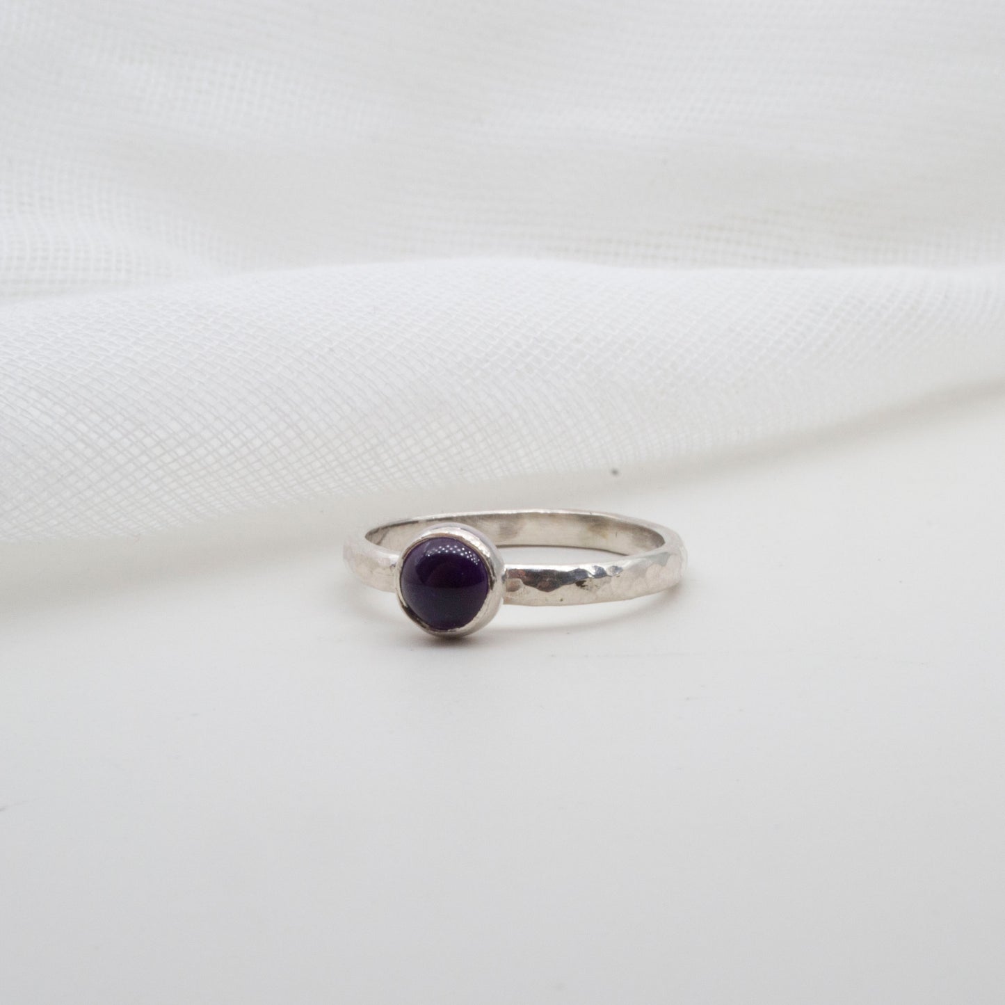 Amethyst cabochon sterling silver ring Size O