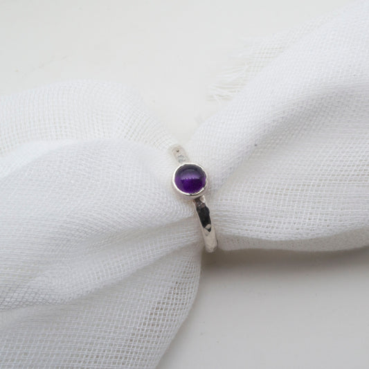 Amethyst cabochon sterling silver ring Size O