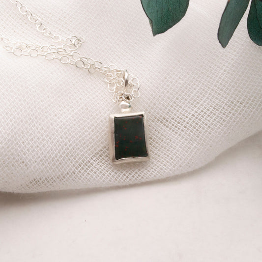 Bloodstone Pendant in Sterling Silver – Strength & Courage