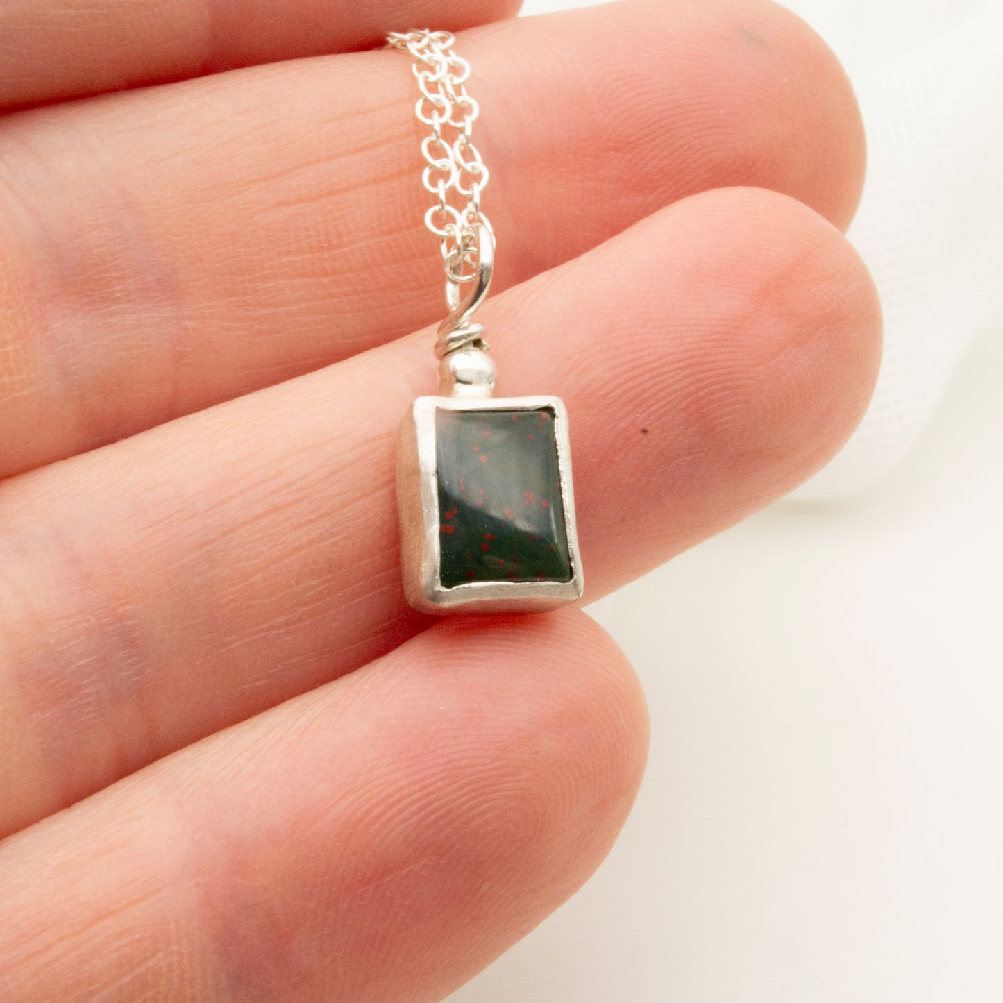 Bloodstone Pendant in Sterling Silver – Strength & Courage