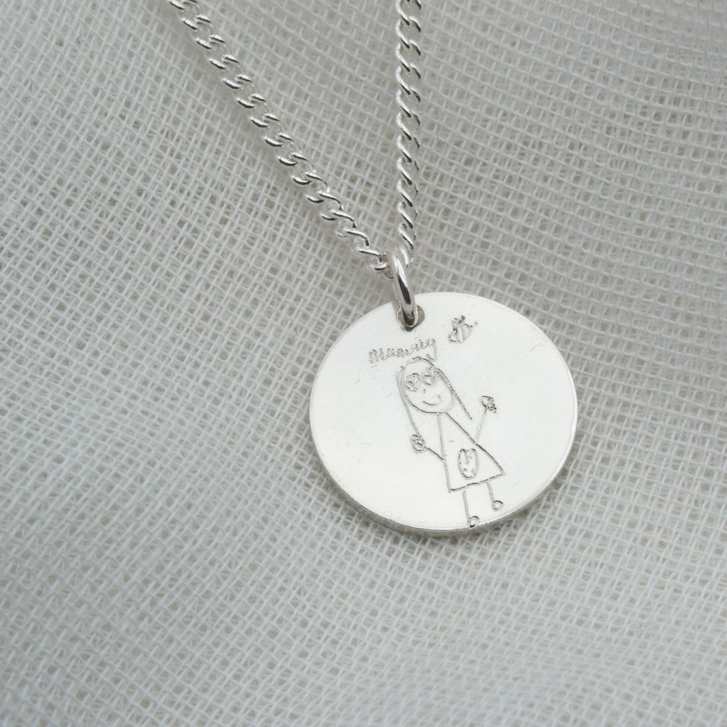 Kid's drawing pendant necklace in sterling silver