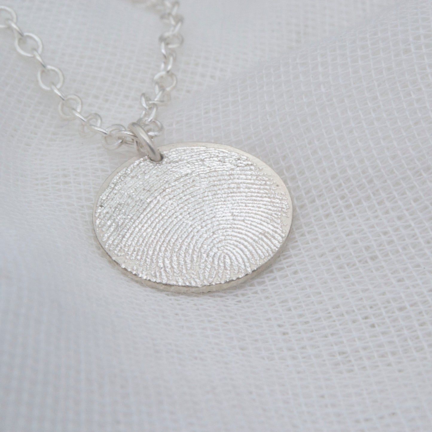 Fingerprint Engraved Silver Disc Necklace
