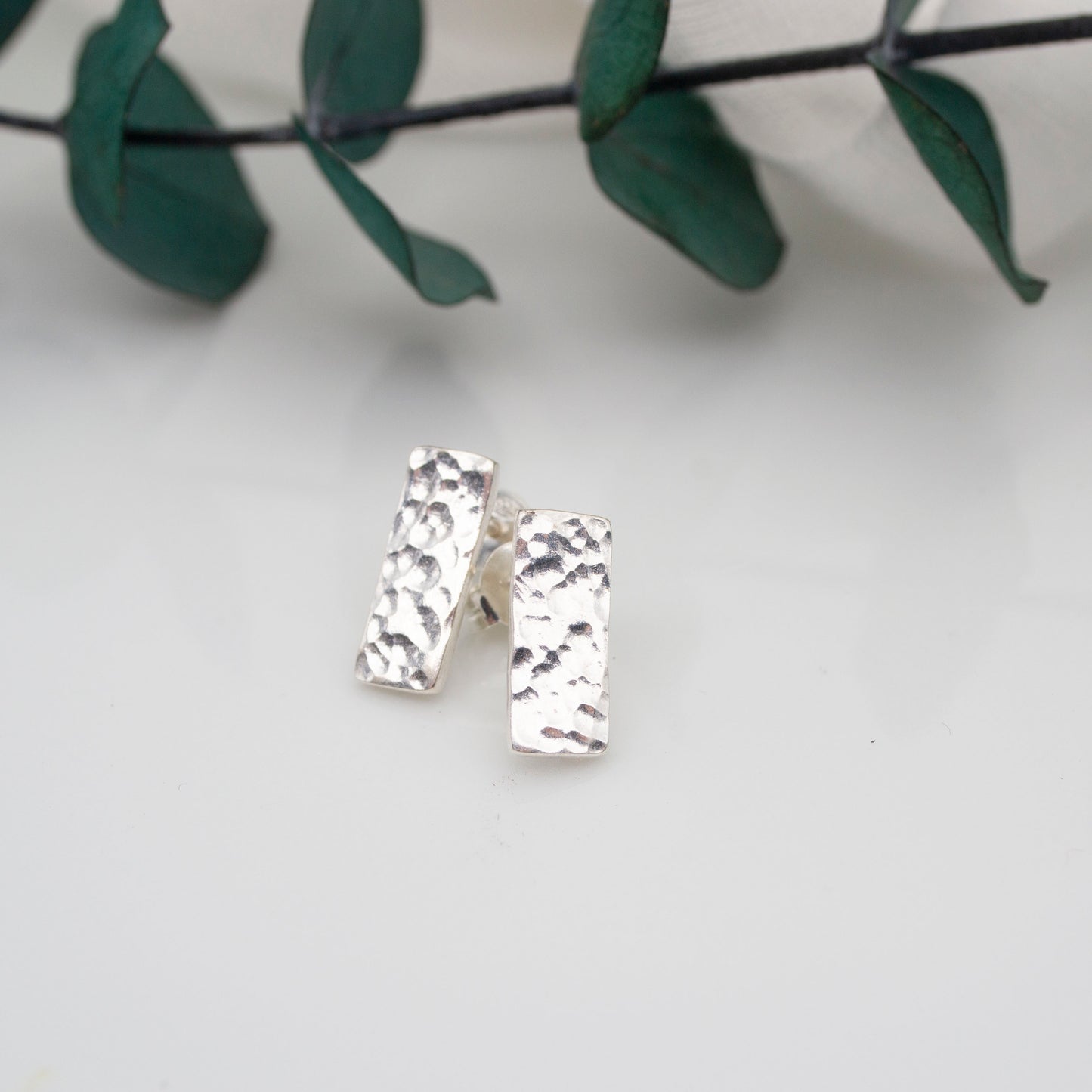 Fine Silver Bar Stud Earrings