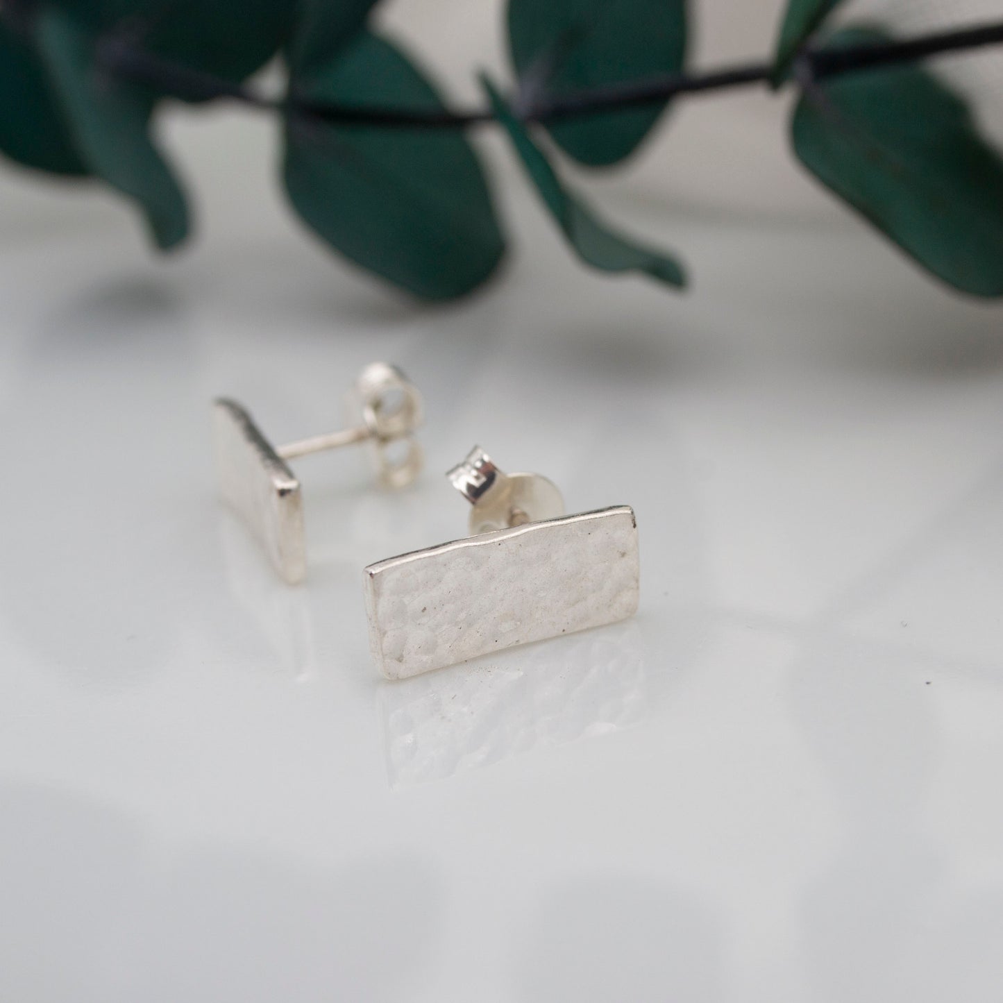 Fine Silver Bar Stud Earrings