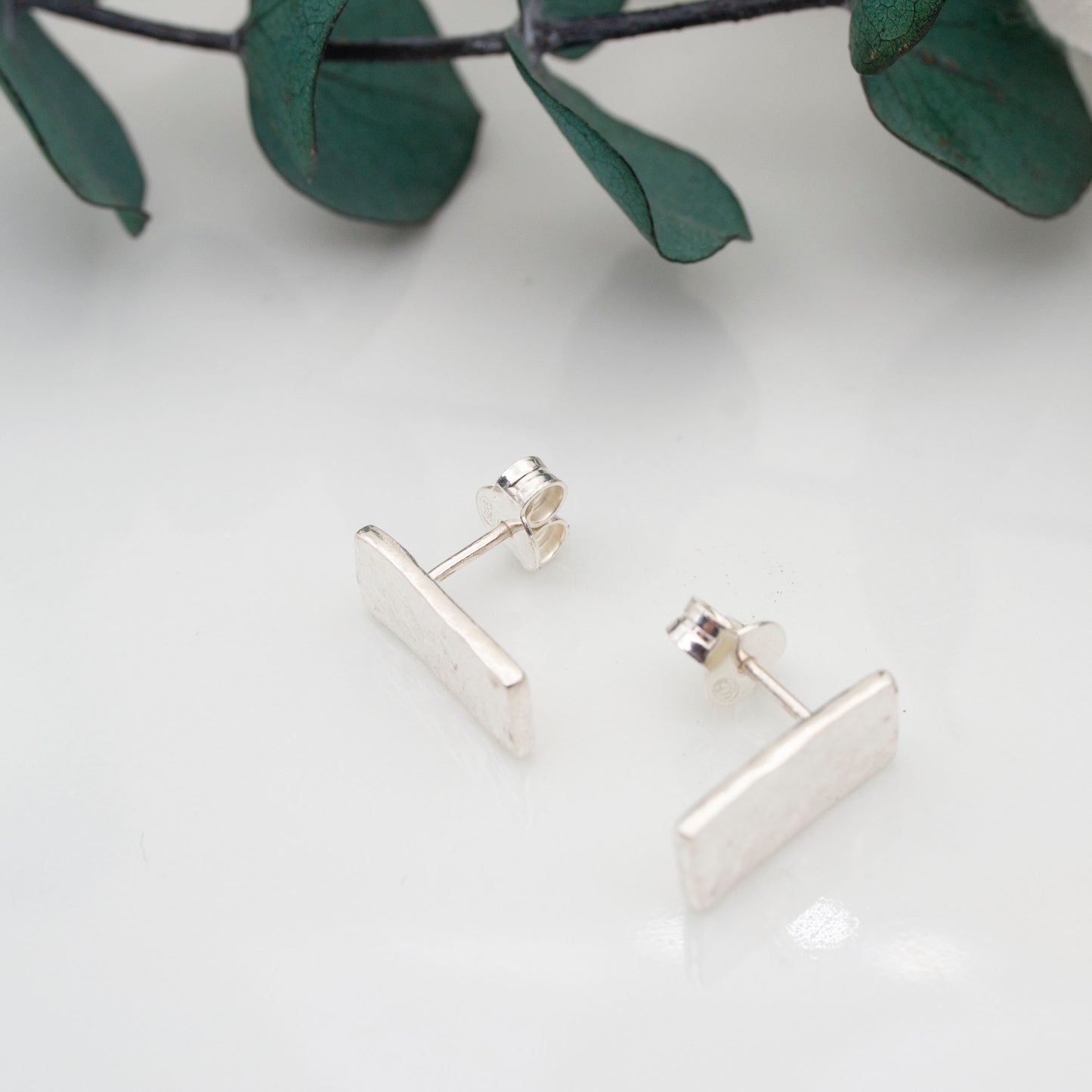 Fine Silver Bar Stud Earrings