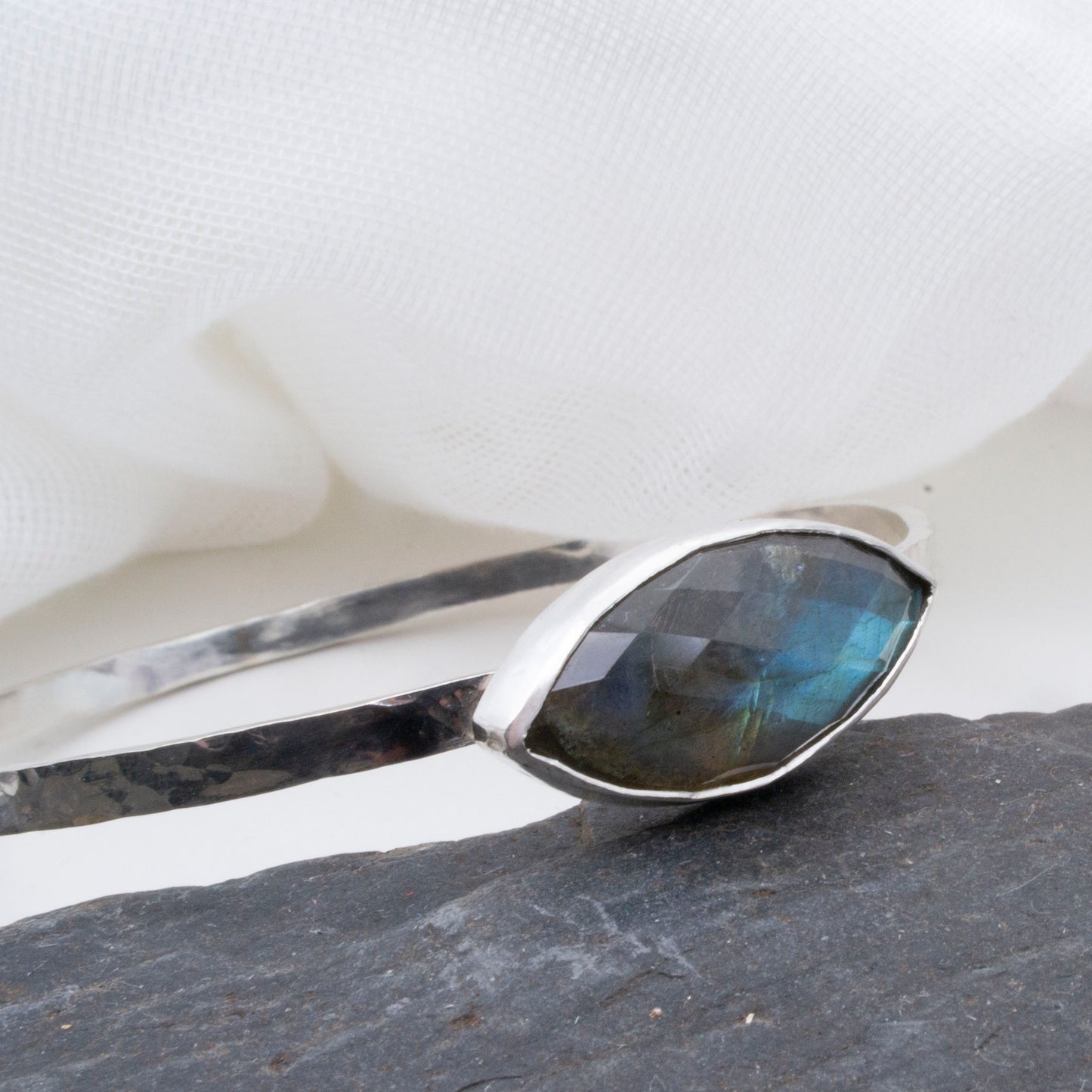 Labradorite and sterling silver bangle