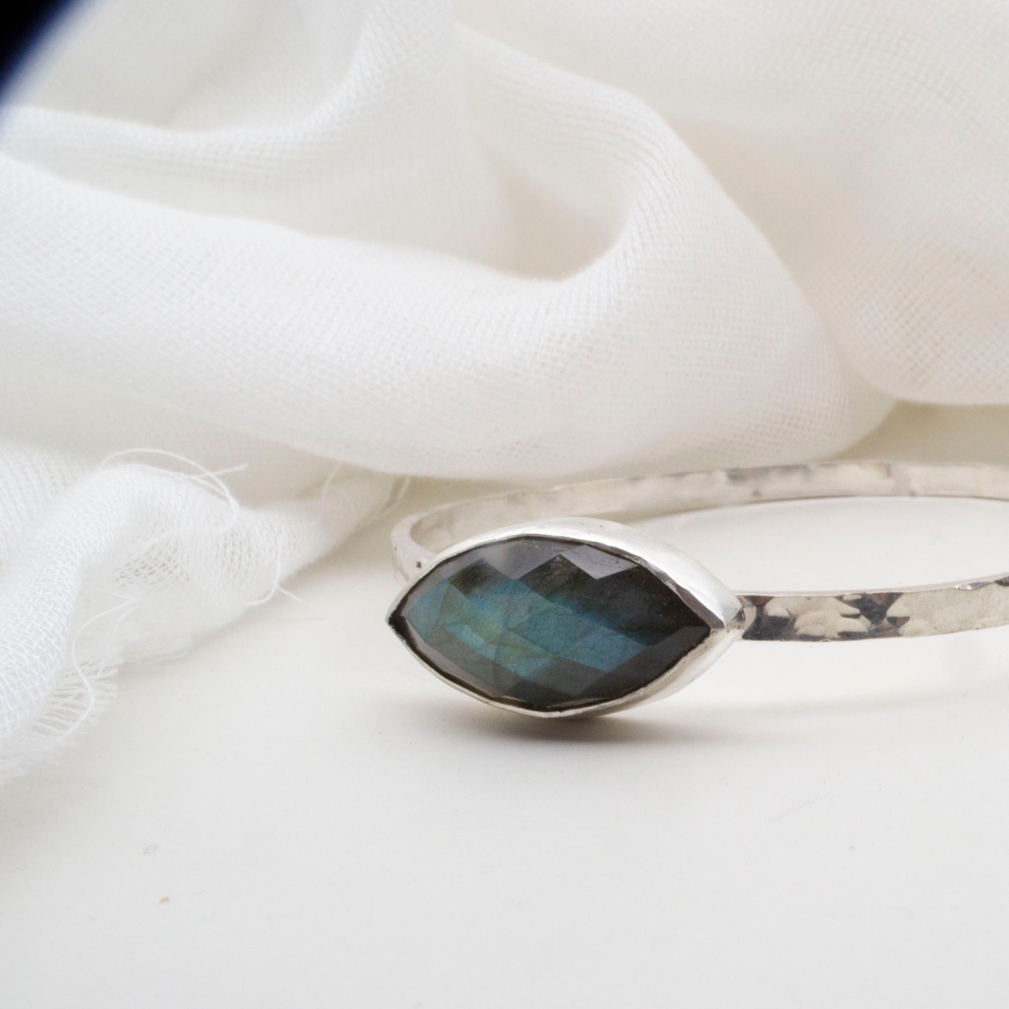 Labradorite and sterling silver bangle
