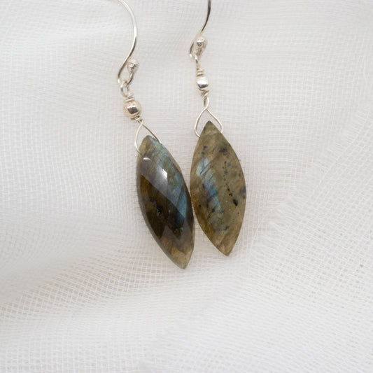 Labradorite marquise drop earrings