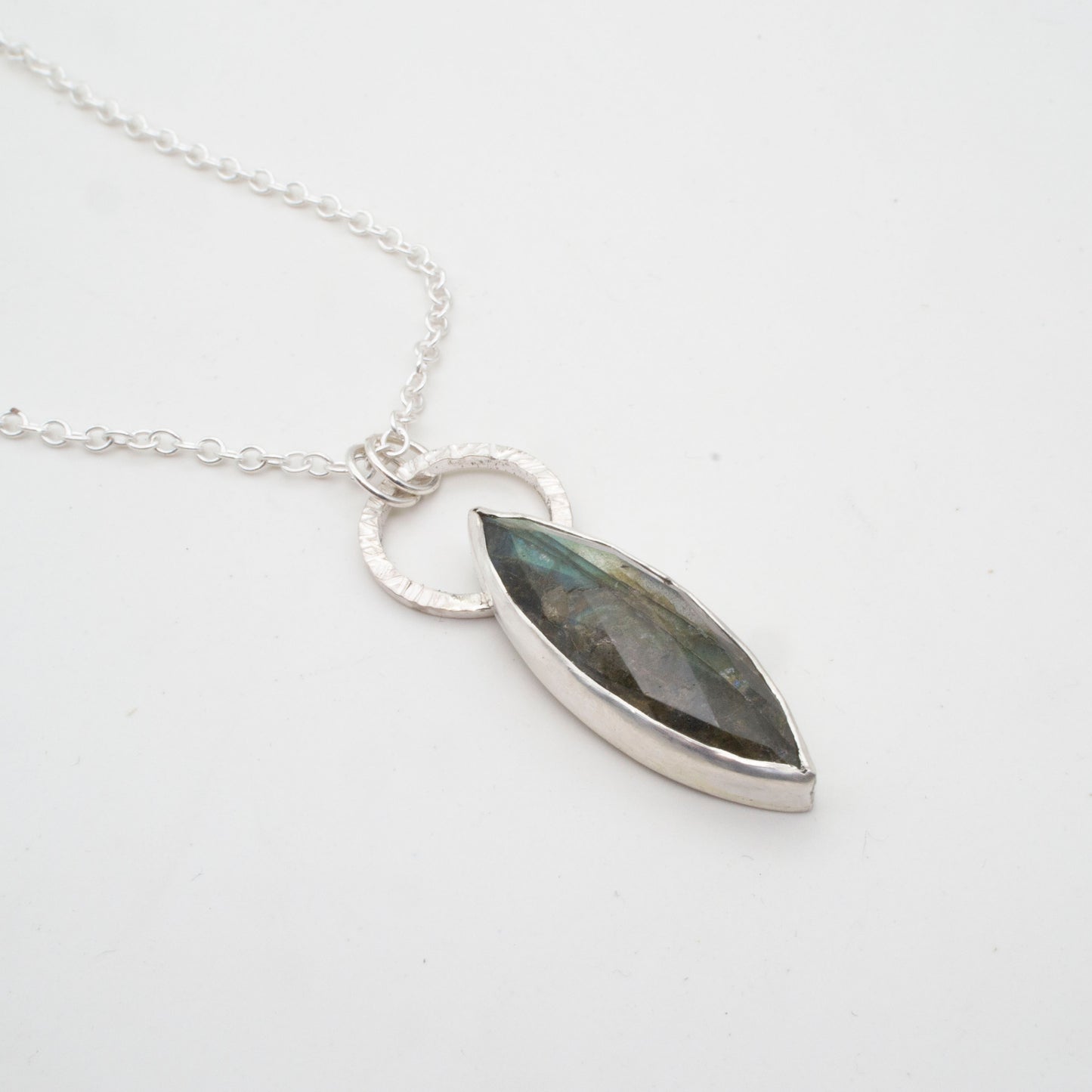 Mossy green labradorite pendant