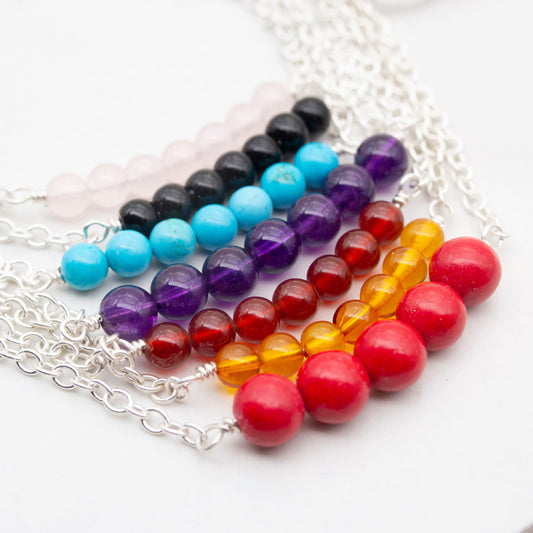 Seven Bead Necklace – Sterling Silver & Gemstones