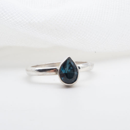 Pear london blue topaz ring Size L1/2