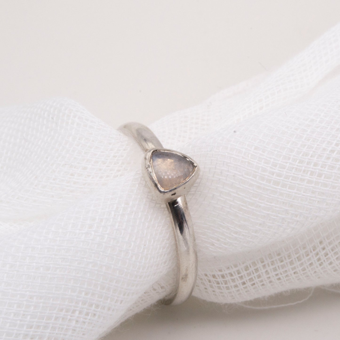 Moonstone cabochon trillion ring - size R