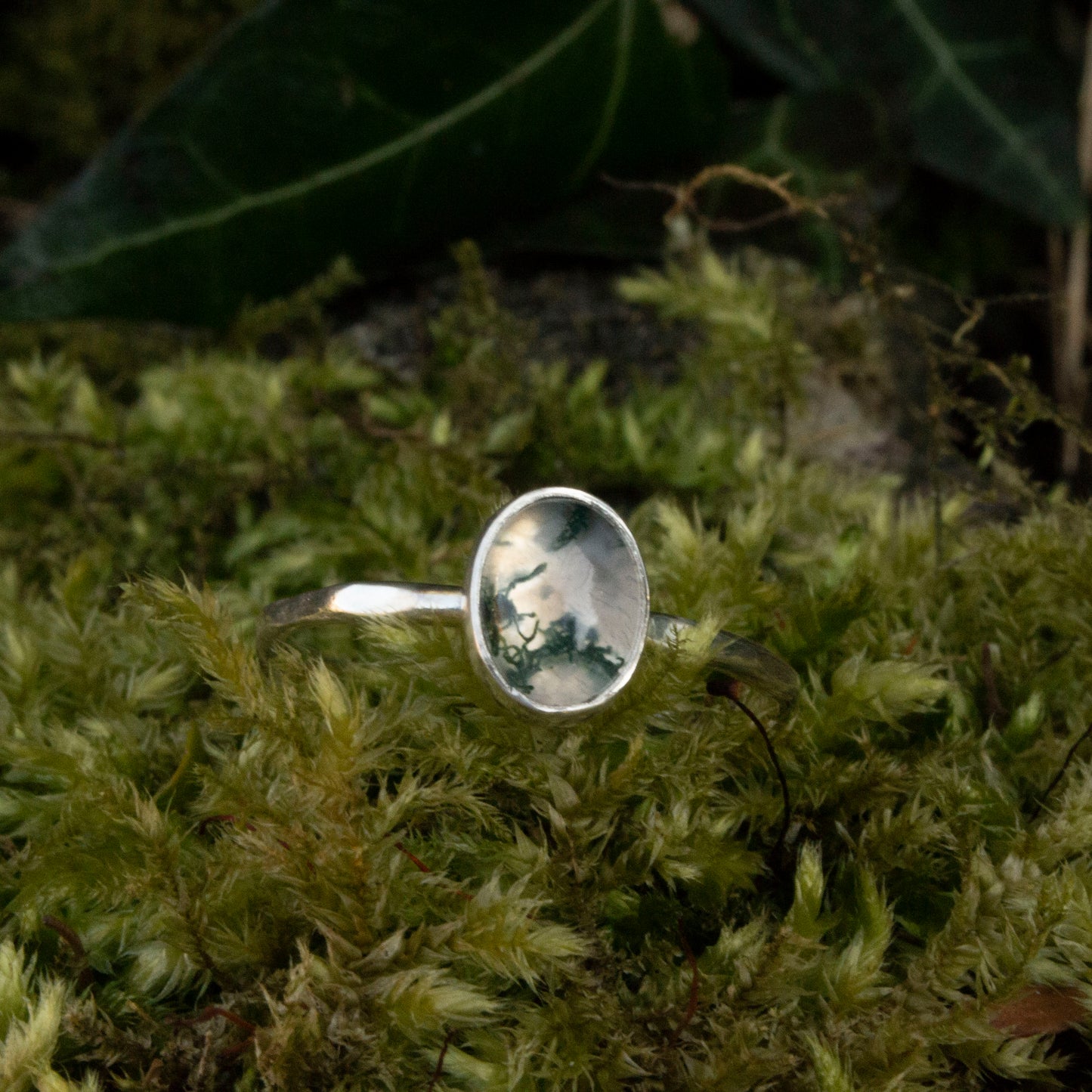Moss agate ring