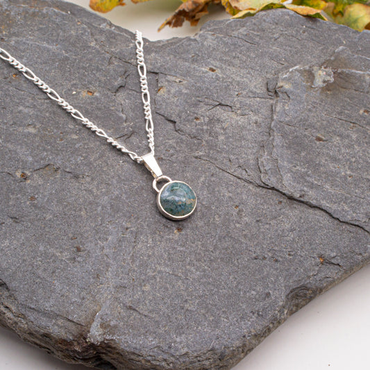 Moss agate round pendant