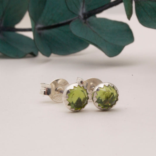 Peridot rose cut stud earrings