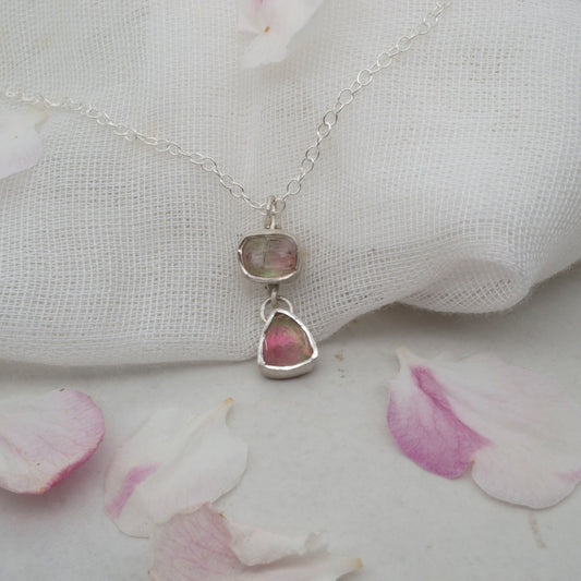 Pink tourmaline, blossom necklace