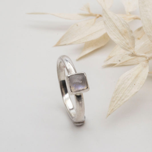Moonstone square cabochon ring Size G