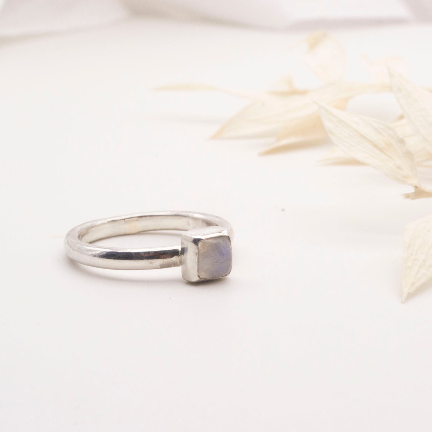 Moonstone square cabochon ring Size G