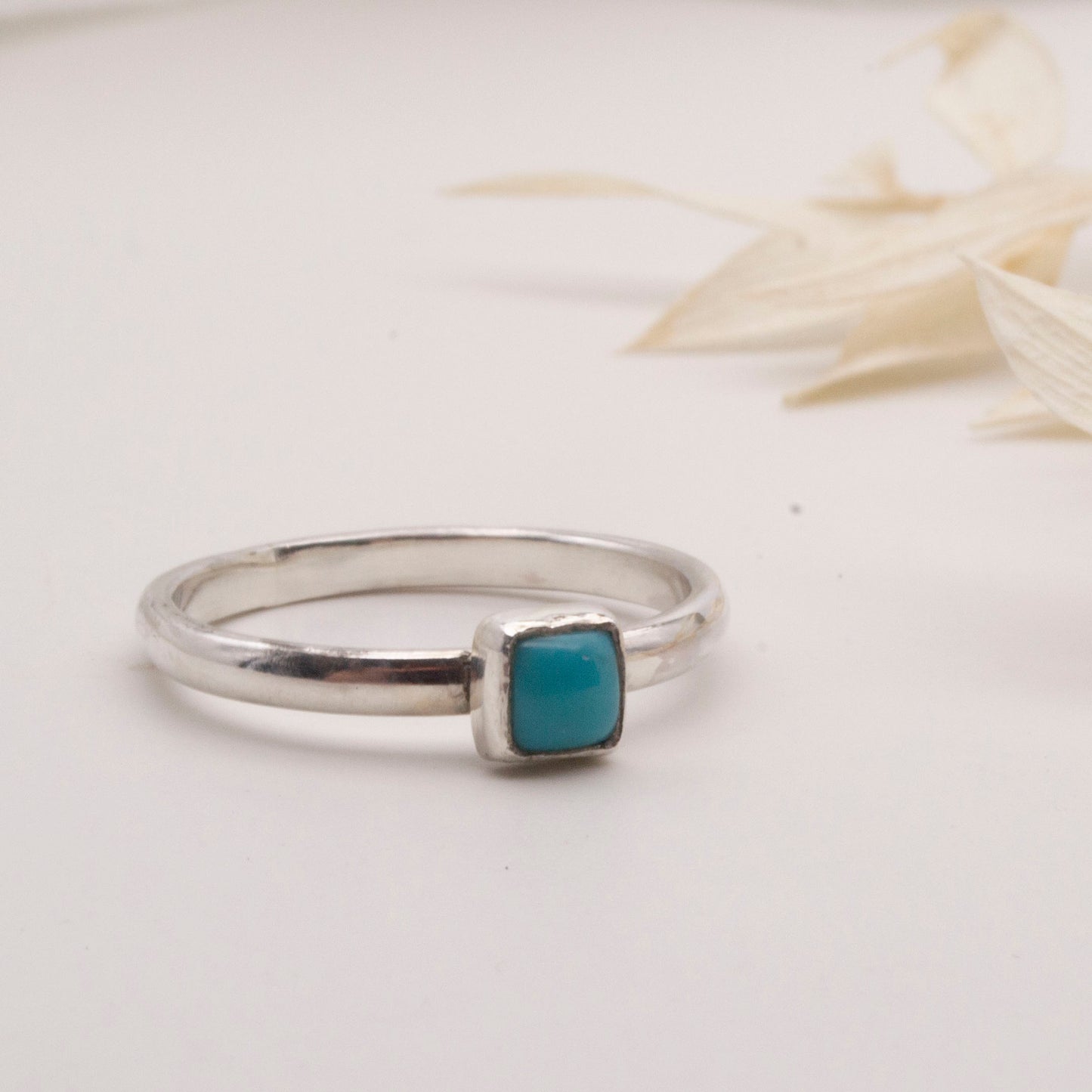 Turquoise square cut ring in size N