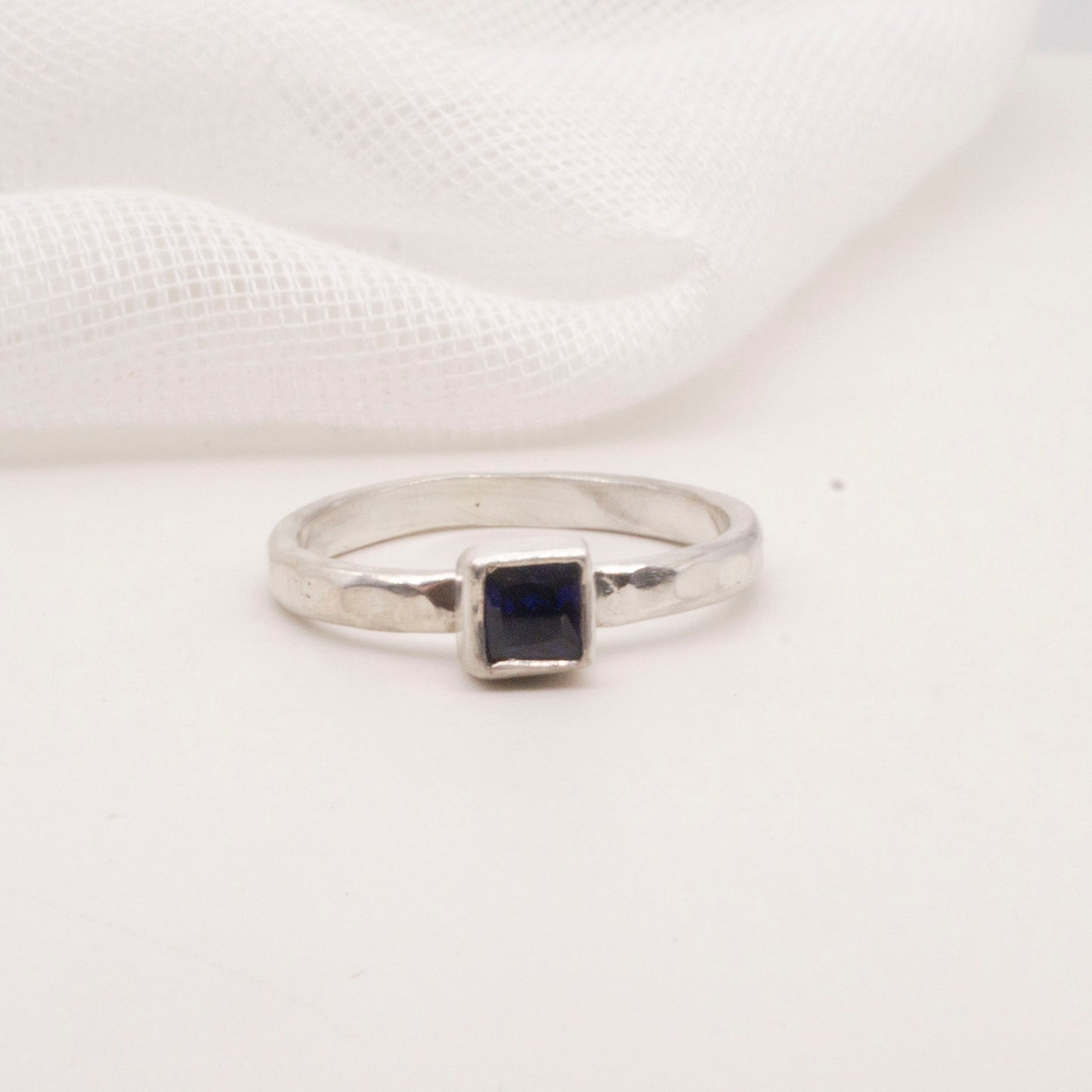 Lab sapphire square faceted gem Size L