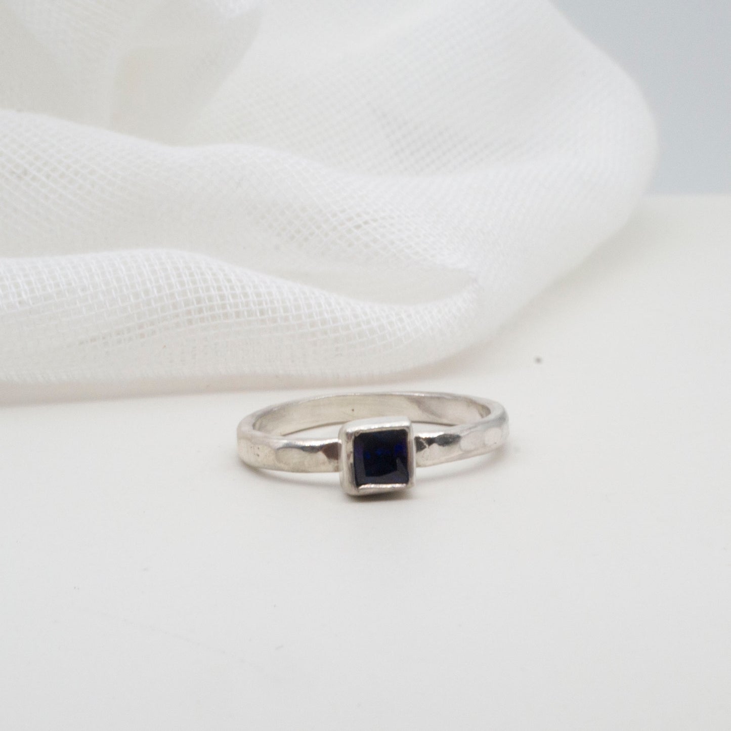 Lab sapphire square faceted gem Size L