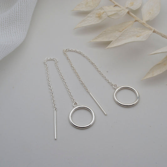 Simplicity circle threader earrings - sterling silver