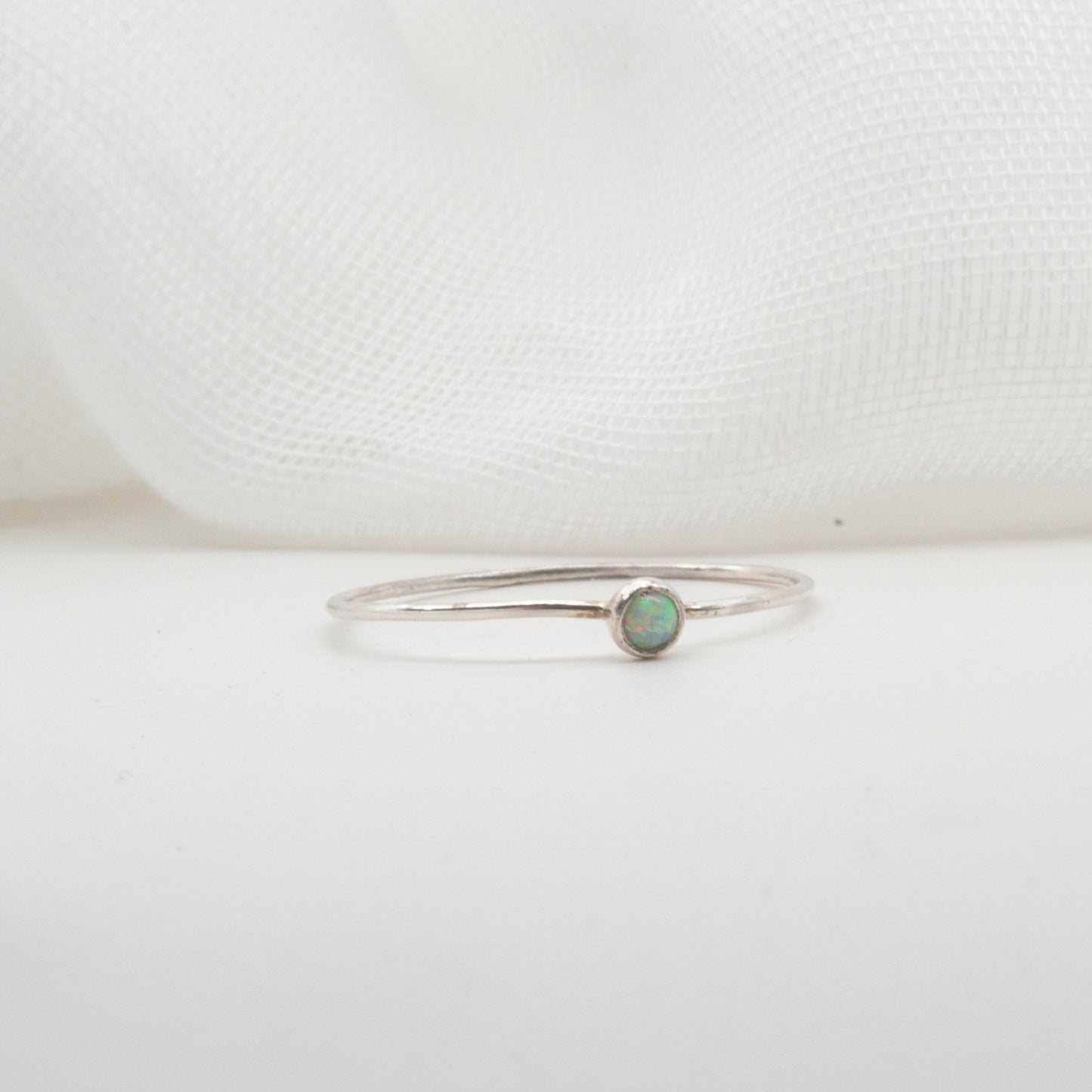 Opal 3mm skinny ring size W