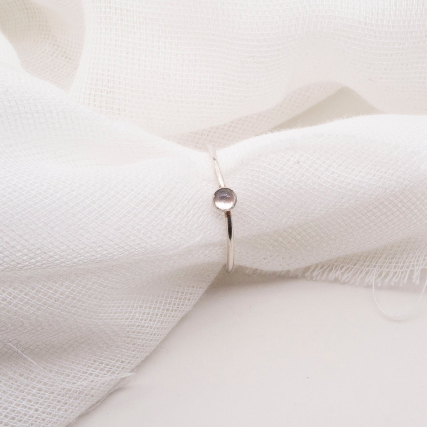 White topaz skinny ring size N