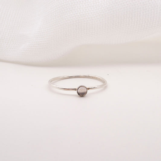 White topaz skinny ring size N