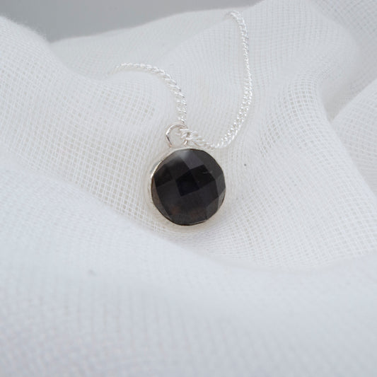 Smoky Quartz Pendant in Sterling Silver – 12mm Checkerboard Cut