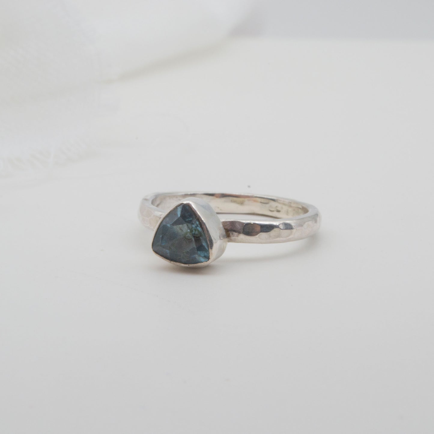 Swiss Blue Topaz trillion ring - size L1/2