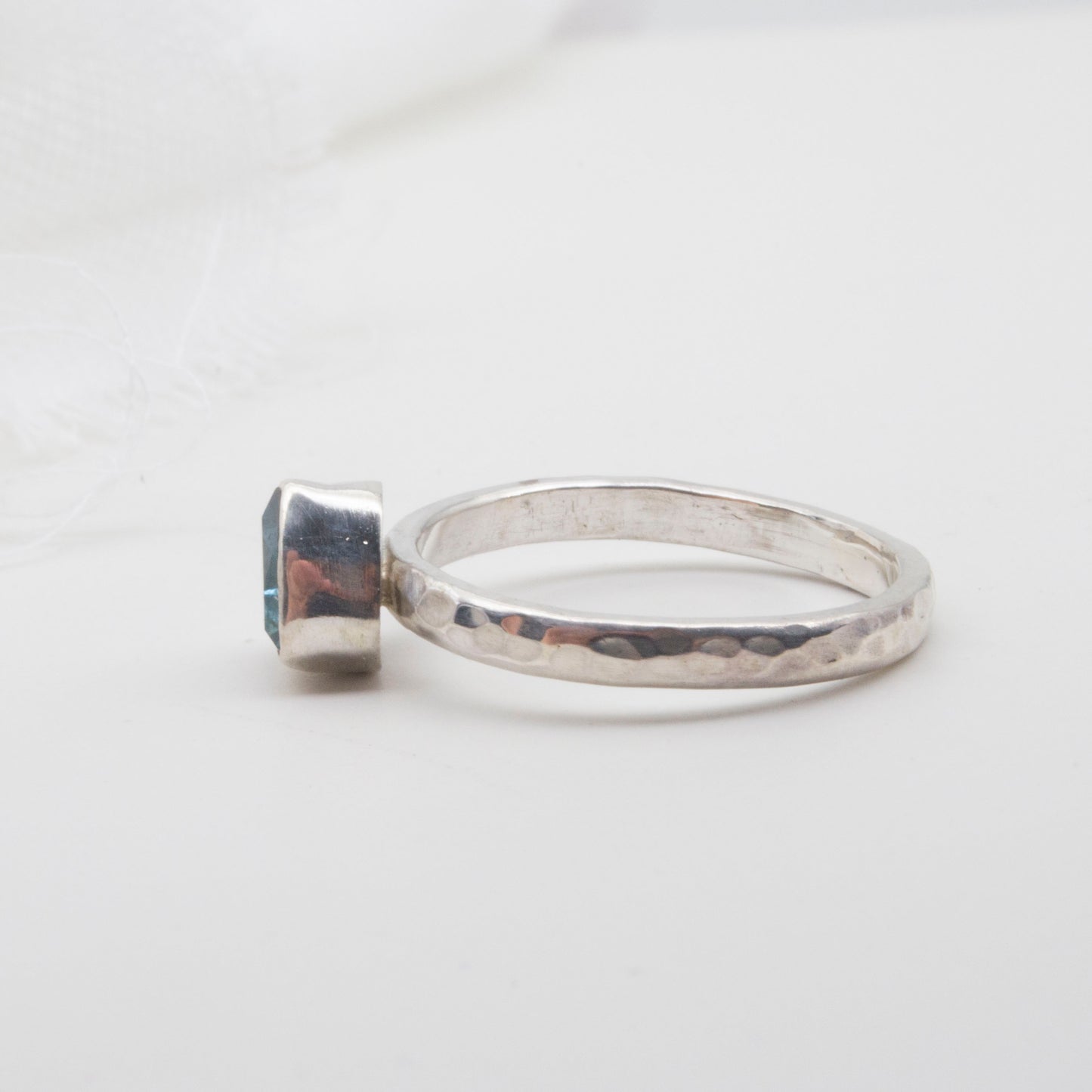 Swiss Blue Topaz trillion ring - size L1/2