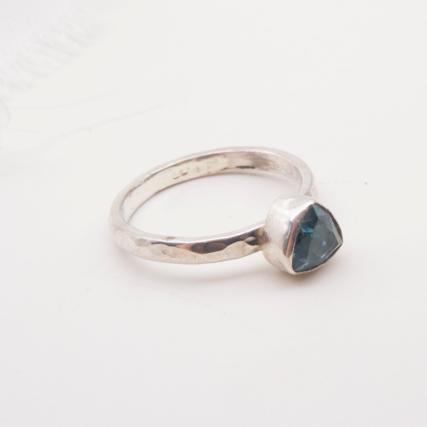 Swiss Blue Topaz trillion ring - size L1/2