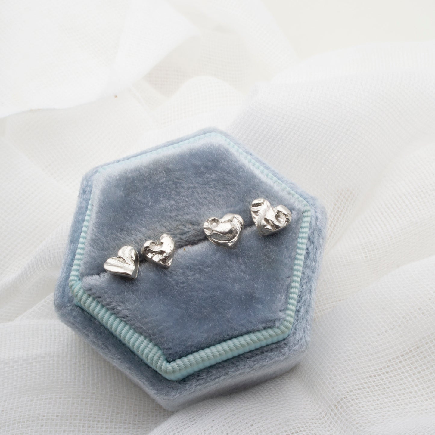 Textured heart stud earrings