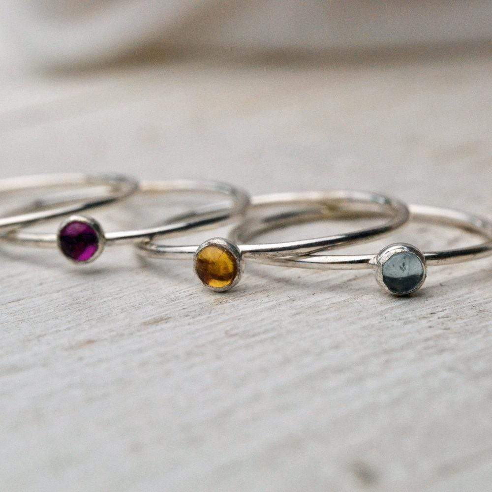 Becky Pearce Designs Skinny 9ct gold gemstone stacking ring