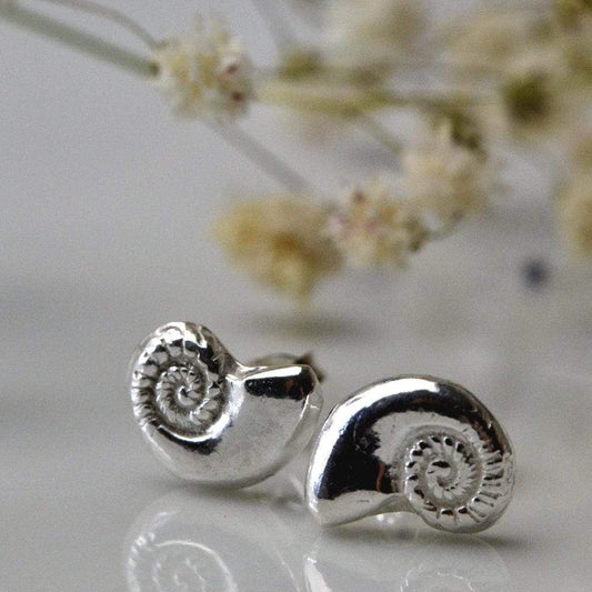 Becky Pearce Designs Silver ammonite stud earrings