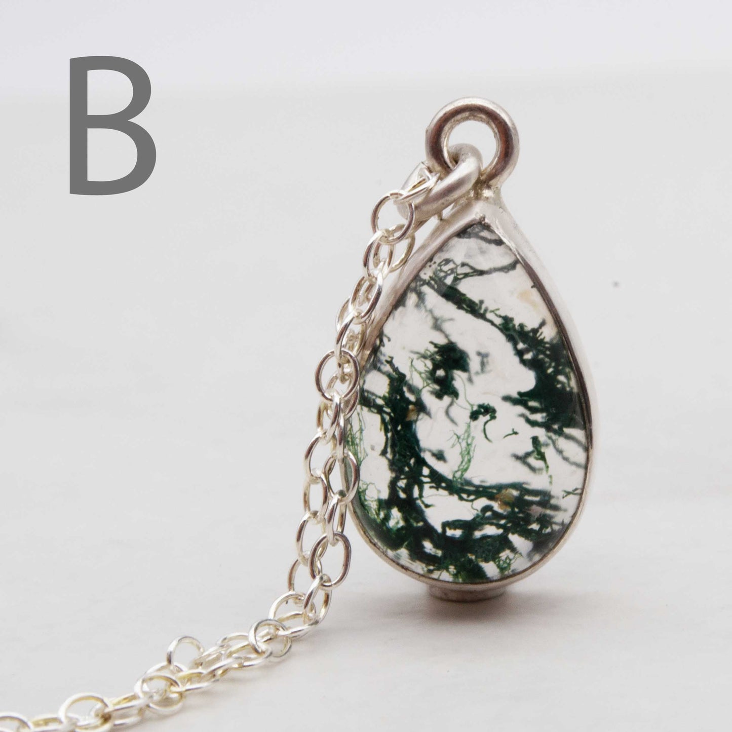 Becky Pearce Designs Moss agate and sterling silver pendant