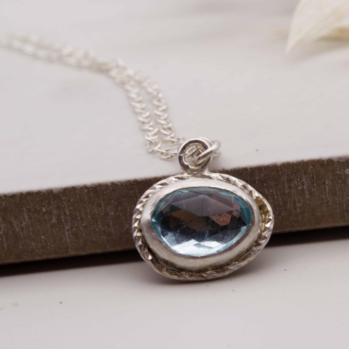Becky Pearce Designs Sky blue topaz freeform framed pendant