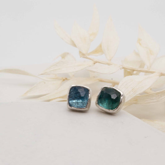 Becky Pearce Designs Bluey Green tourmaline square studs