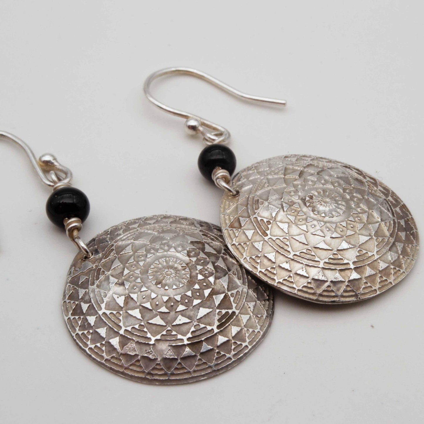 Becky Pearce Designs Etched silver earrings with black onyx