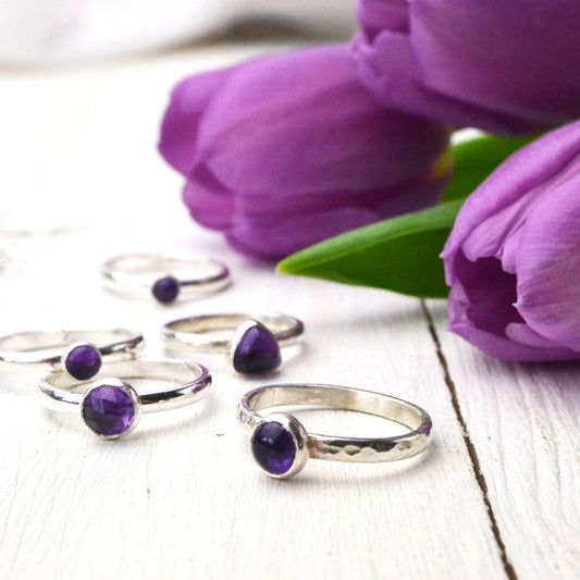 Becky Pearce Designs Amethyst (February) Birthstone Stacking Ring