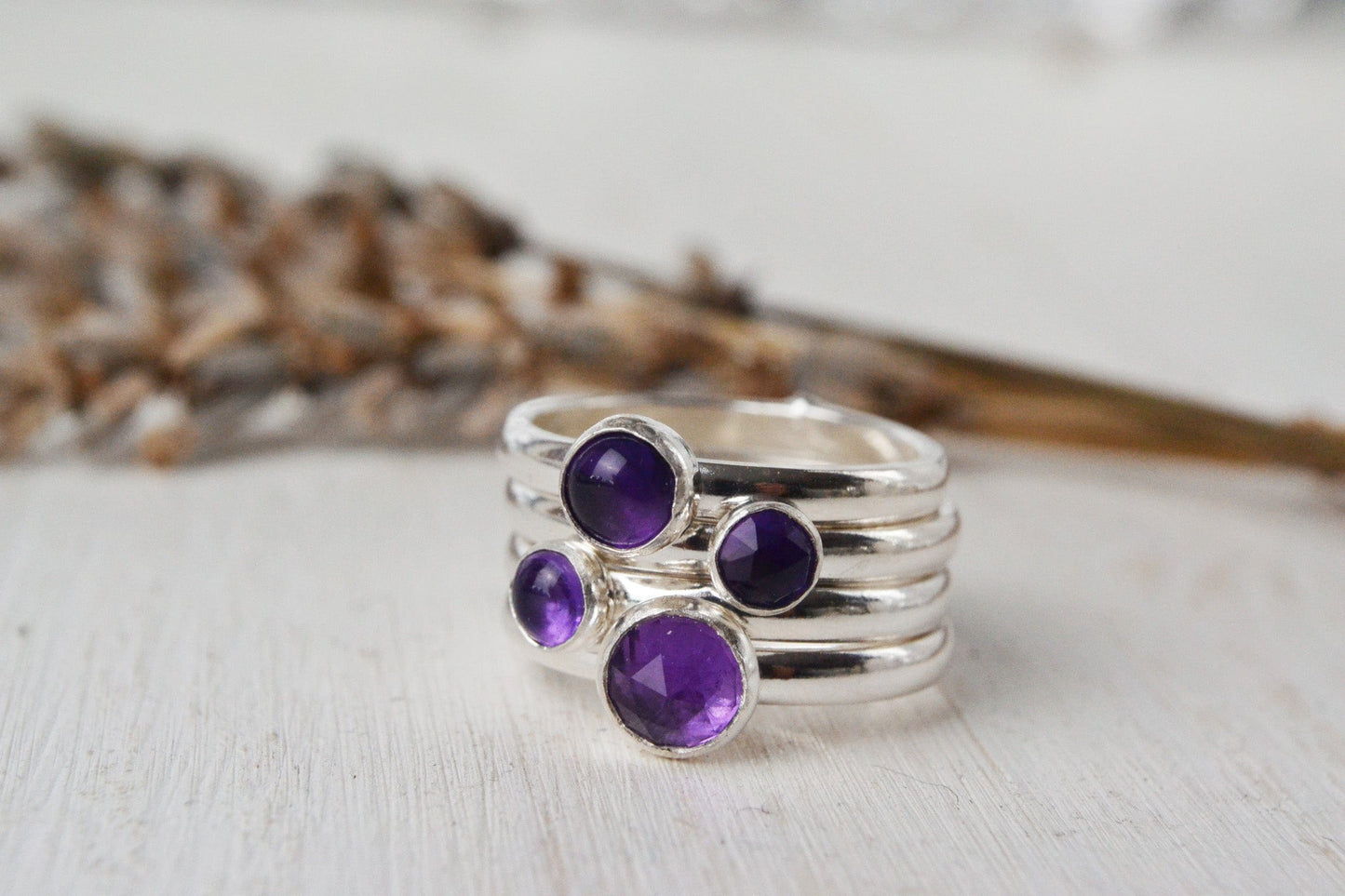 Becky Pearce Designs Amethyst (February) Birthstone Stacking Ring