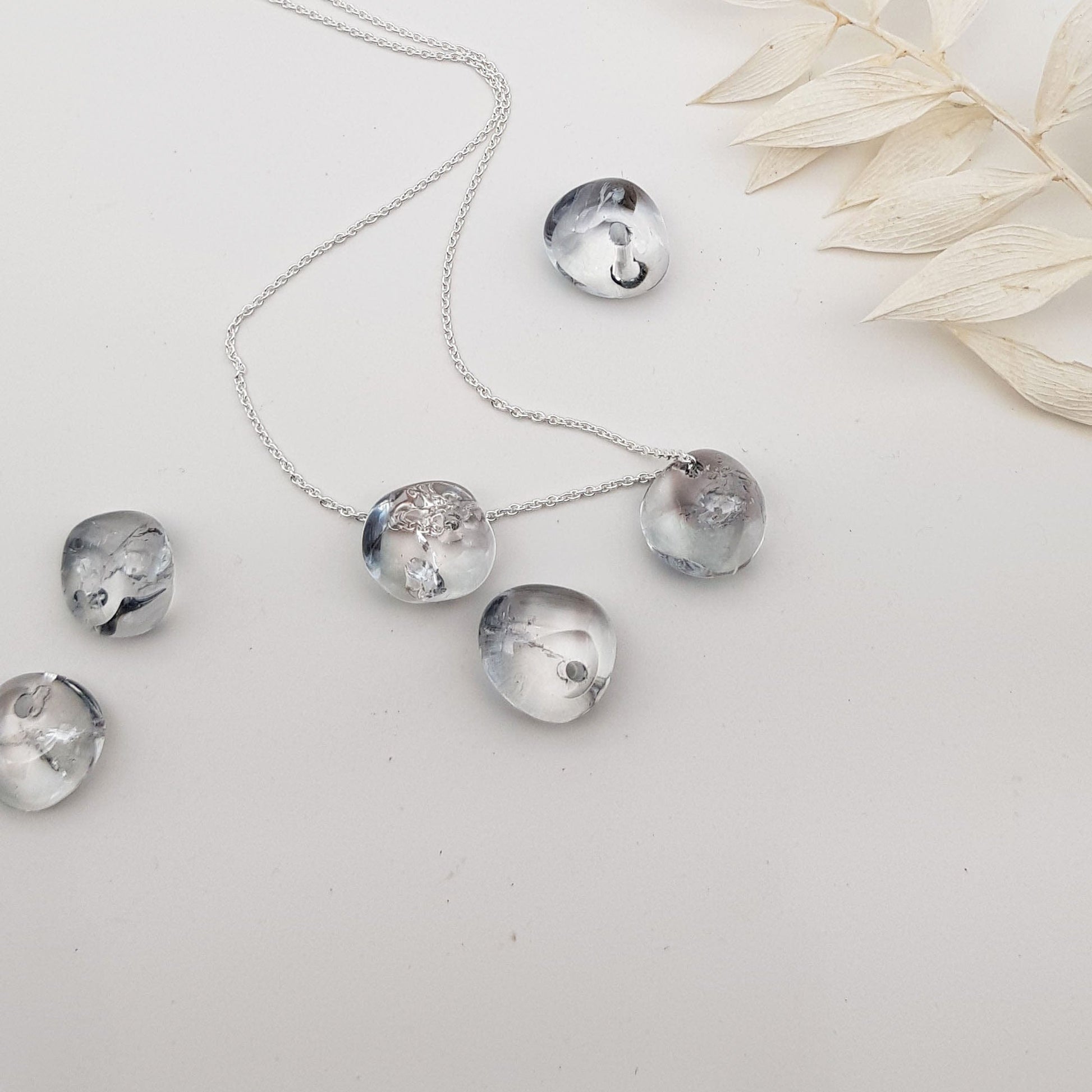 Becky Pearce Designs Autumn rain - grey crystal necklace