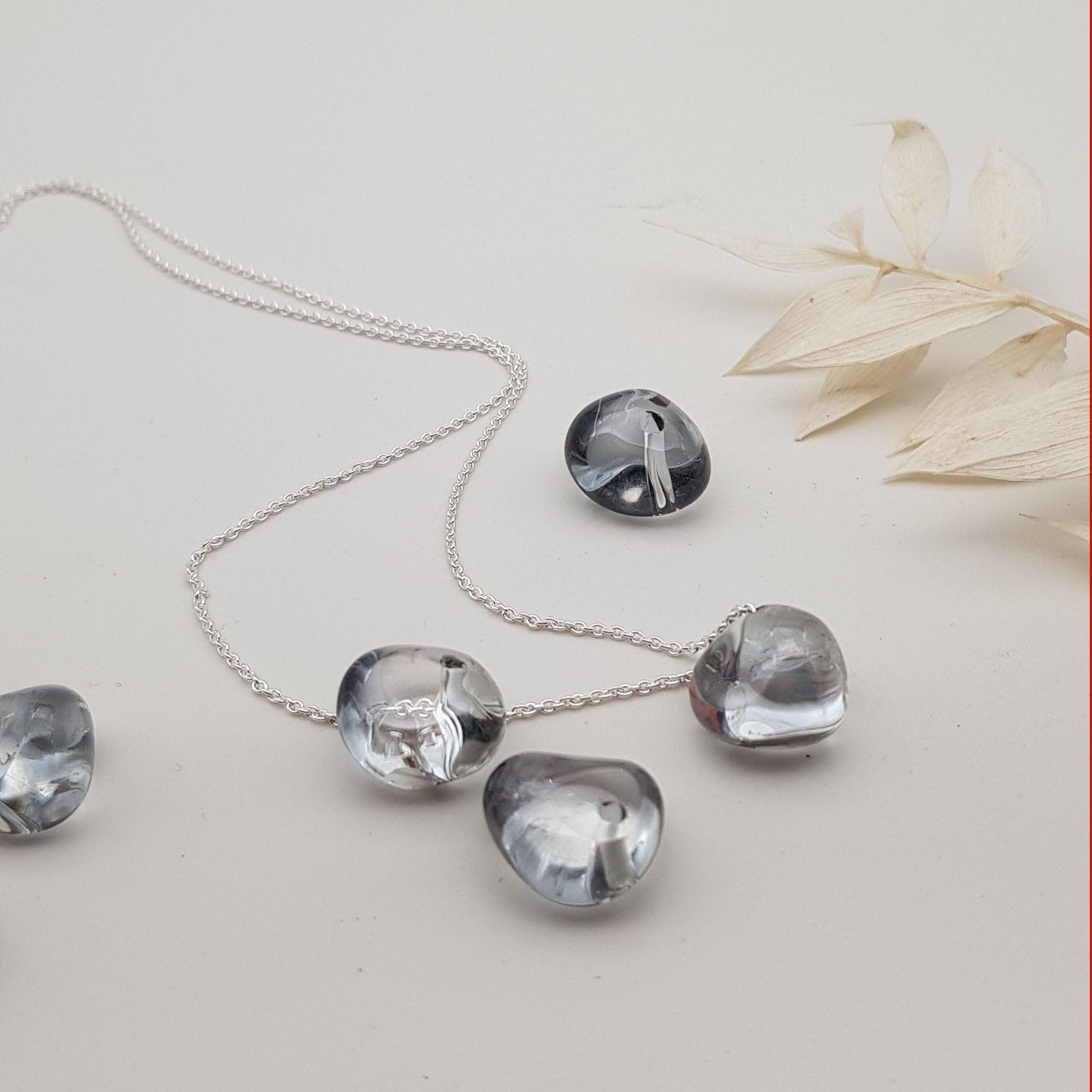 Becky Pearce Designs Autumn rain - grey crystal necklace