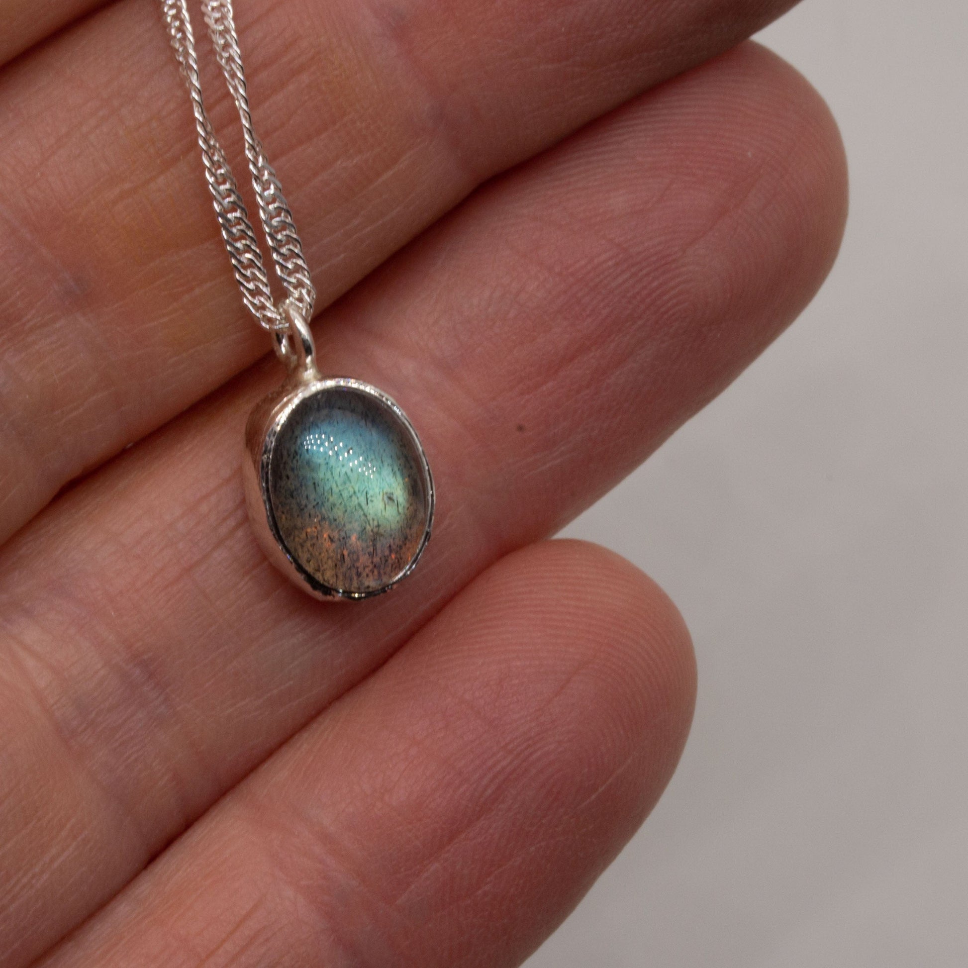 Becky Pearce Designs Oval labradorite on a twisted curb chain
